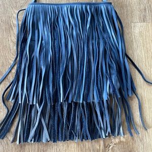 Mcfadin Blue leather fringe purse